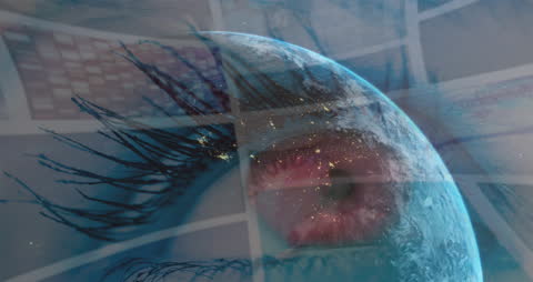 Digital Connection and Technology Symbolized by Eye over Earth