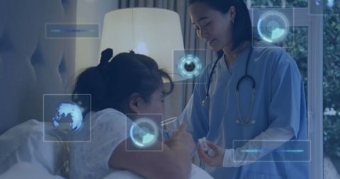 Advanced digital healthcare with female doctor in consultation