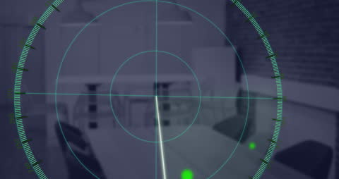 Radar Scanner Animation Overlay in Modern Office