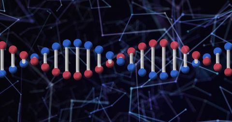 Colorful DNA Helix Against Abstract Molecular Pattern