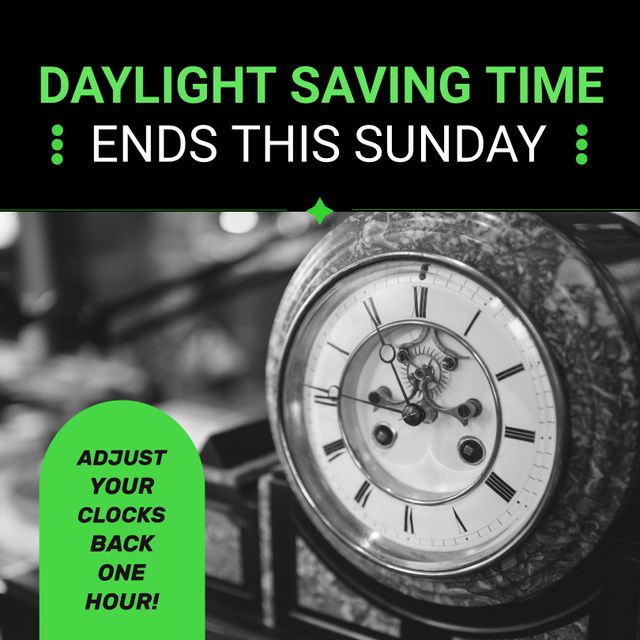 Composition of end of daylight saving time text over clock - Download Free Stock Videos Pikwizard.com