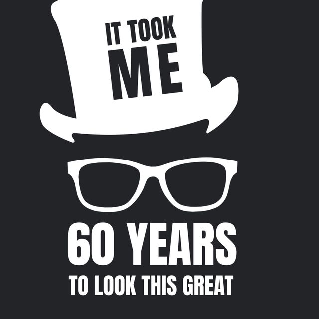 Cool 60th Birthday Design with Top Hat and Sunglasses - Download Free Stock Templates Pikwizard.com