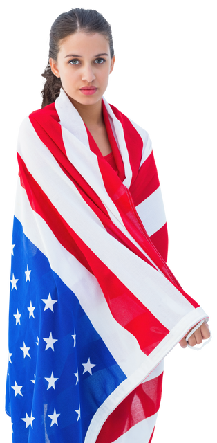 Patriotic Woman Wrapped in Transparent Background American Flag - Download Free Stock Videos Pikwizard.com