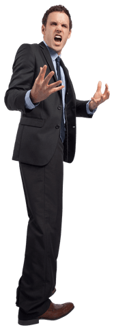 Angry Businessman Expressing Frustration with Transparent Background