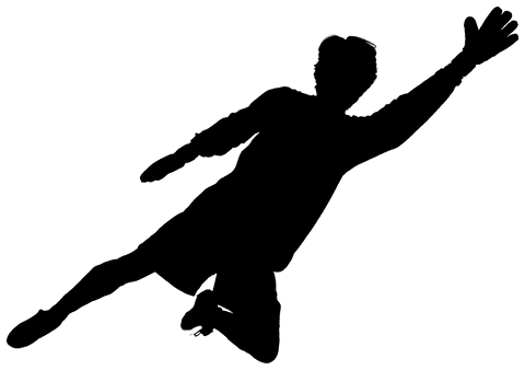 Silhouette of male football athlete on transparent background