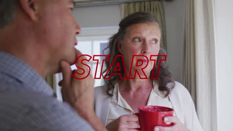 Thoughtful Older Couple Drinking Coffee at Home