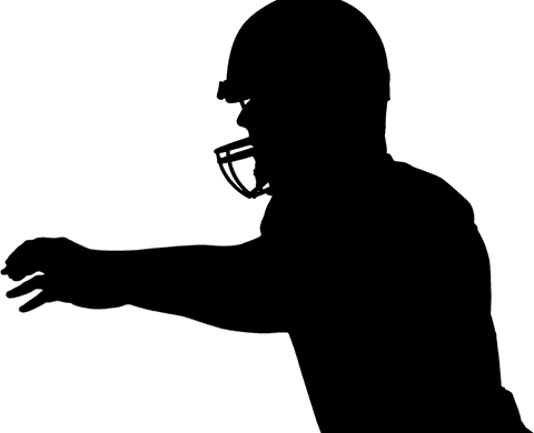 Transparent american football player running