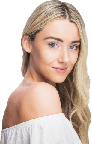 transparent portrait of smiling woman with long blonde hair - Download Free Stock Videos Pikwizard.com