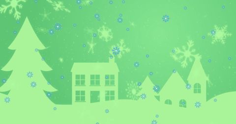 winter wonderland silhouette in green with falling snowflakes - Download Free Stock Images Pikwizard.com