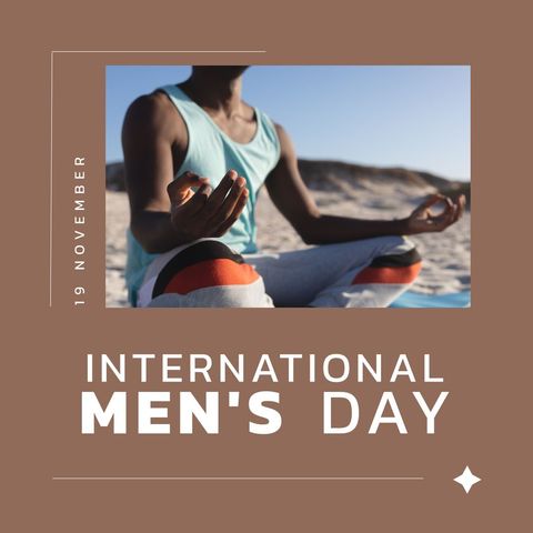 Man Practicing Meditation on Beach for International Men's Day