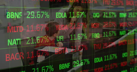 Executives Analyzing Stock Market Data on Technology Trends