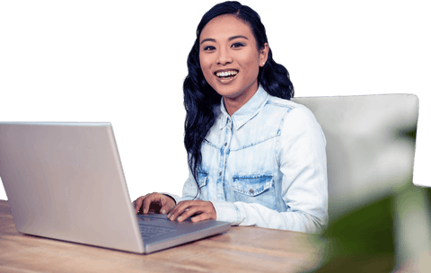 Confident Asian Woman Using Laptop in Modern Workspace Cutout - Download Free Stock Videos Pikwizard.com