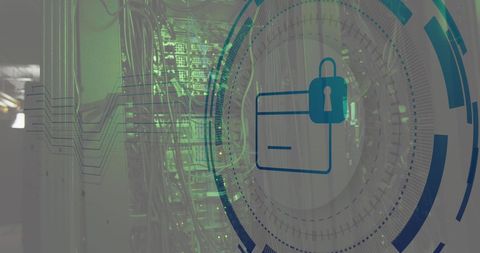 Digital Security Padlock with Network Server Background - Download Free Stock Images Pikwizard.com