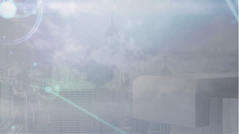 Futuristic Technology and Data Overlay on Urban Cityscape