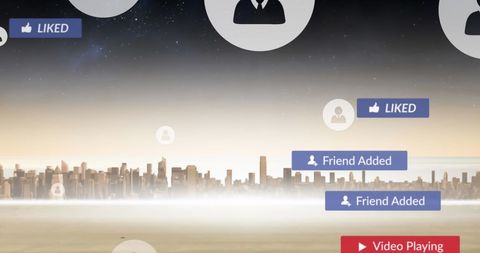 Social Media Interface Over Cityscape Illustration - Download Free Stock Images Pikwizard.com
