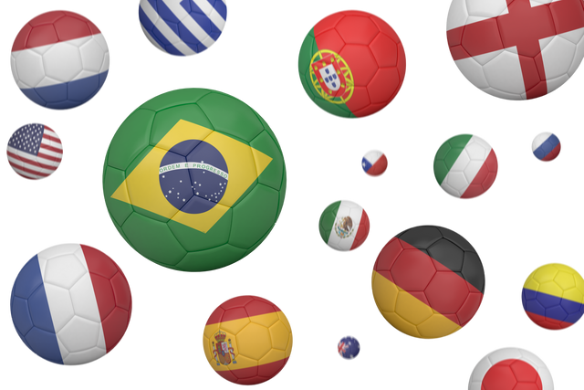 Transparent Background with Group of Colorful Footballs Featuring National Flags - Download Free Stock Videos Pikwizard.com