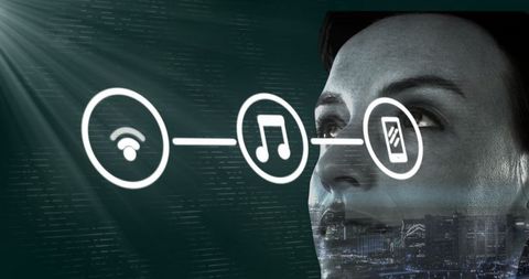 Futuristic Technology Connectivity Concept on Expansive Cityscape