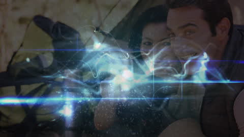 Digital Transformation with Smiling Couple and Data Effects