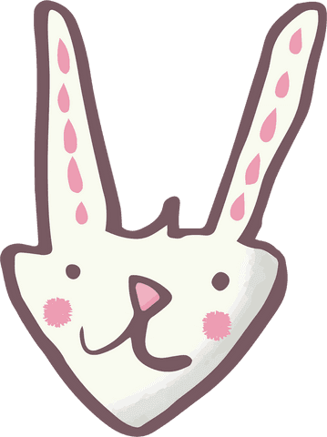 Cute Abstract Bunny Illustration on Transparent Background