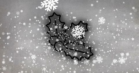 Festive Holly with Snowflakes Christmas Neon Design