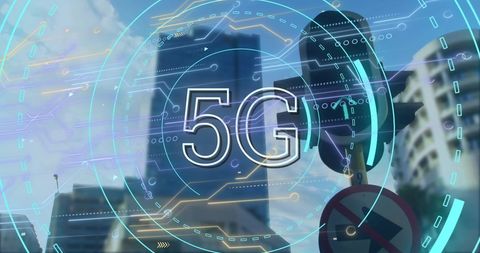 5G Technology Overlay on Modern Urban Skyline - Download Free Stock Images Pikwizard.com
