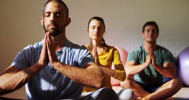 Group Yoga Class Practicing Meditation - Download Free Stock Images Pikwizard.com