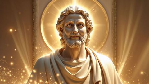 Divine Glowing Statue with Halo in Chapel Shrine