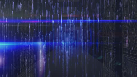 Futuristic Data Stream with Digital Blue Lights