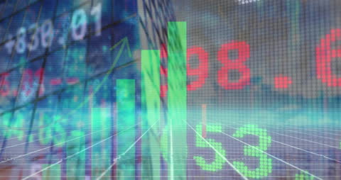 Dynamic Financial Data Overlay on Urban Silhouette