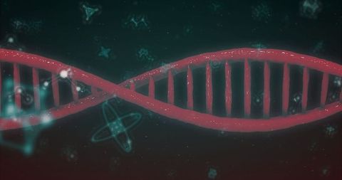 Digital dna helix with futuristic molecular patterns and dark setting