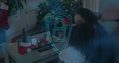 Secure Video Call with Multiracial Family During Festive Season