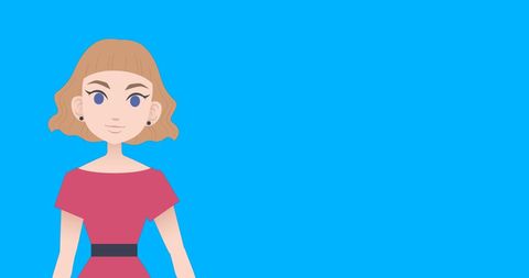 Cartoon Woman in Pink Dress with Blue Background - Download Free Stock Images Pikwizard.com