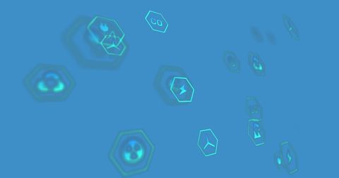 Floating energy and ecology icons on blue background