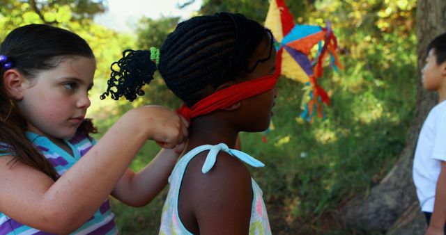 Children Preparing for a Piñata Game Outdoors - Download Free Stock Images Pikwizard.com