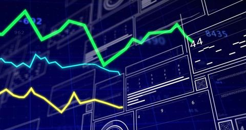 Futuristic Data Dashboard with Colorful Line Graphs