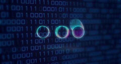 Neon Circles Overlay on Binary Digital Data Background - Download Free Stock Images Pikwizard.com