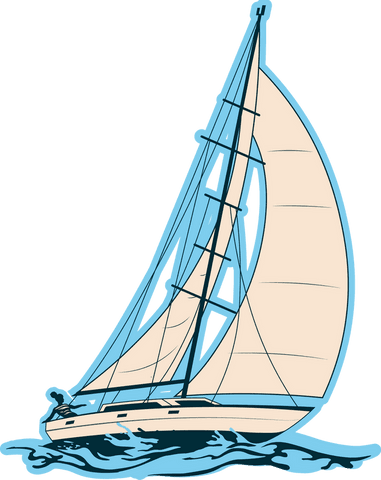 Transparent Sailing Yacht with Beige Sails on Water