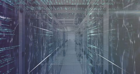 Digital Data Overlays in Modern Server Room - Download Free Stock Images Pikwizard.com