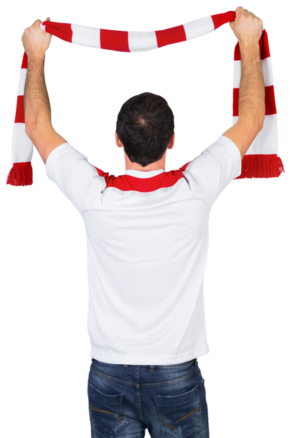 Transparent Cheering Football Fan Lifting Scarf Hands High - Download Free Stock Videos Pikwizard.com