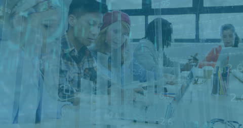 Diverse Team Analyzing Data with Creative Visualization Overlay