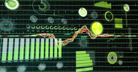 Futuristic Data Analytics Dashboard with Virus Icons