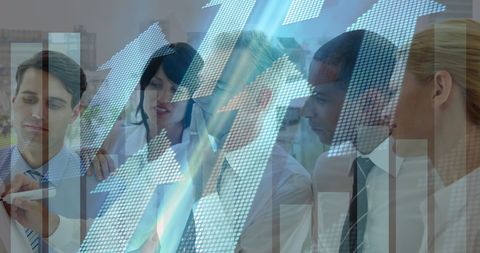 Business Professionals Analyzing Financial Growth Data in Office Environment