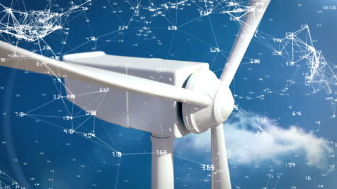 Digital Network Connections Overlaying Wind Turbine