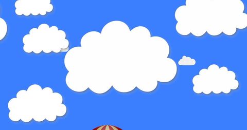 Hot Air Balloon Among Cartoon Clouds in Clear Sky - Download Free Stock Images Pikwizard.com