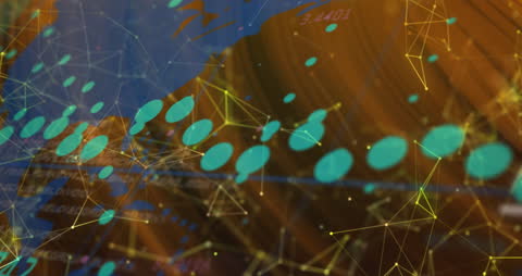 Abstract Networks and Data Connections on Yellow Background