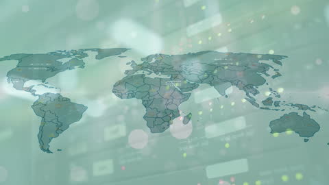 Digital World Map Overlay on Server Room