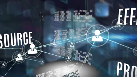 Network Connections and Icons on Dark Digital Background