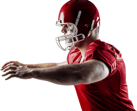 Transparent view of focused american football player