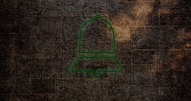 Digital Notification Bell Symbol on Grunge Wall Background - Download Free Stock Images Pikwizard.com