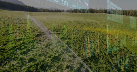 Pipeline Through Grassland with Financial Data Overlay